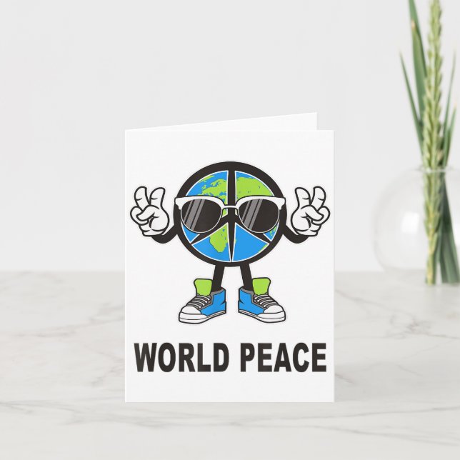 Cartão World Peace On Earth Shirt Global Love Peace Sign  (Frente)