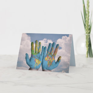 Cartão Worldly hands greeting card
