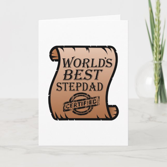 Cartão World's Best Stepdad Certified Certificate Funny (Frente)