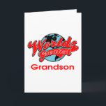 Cartão World's Greatest Grandson<br><div class="desc">World's Greatest Grandson shirts, apparel and gifts to recognize someone special. This design features a vibrant globe design with sporty red text. Copyright - All rights reserved.</div>