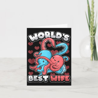Cartão World's Wife Cute Kawaii Octopus Heart Cute Couple