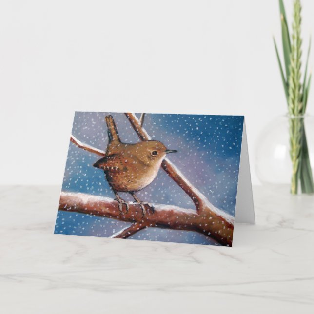 Cartão Wren In Winter: Artwork: Note Card (Frente)