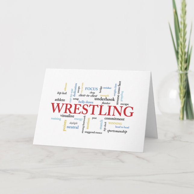 Cartão Wrestling Birthday in Words (Frente)