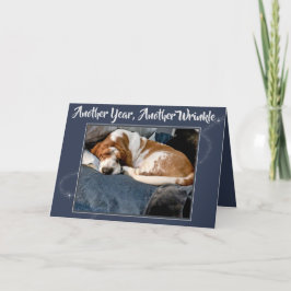 Cartão Wrinkled Basset Hound On Cute Birthday Card