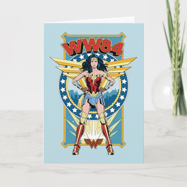 Cartão WW84 | Retro Comic Wonder Woman Character Badge (Frente)