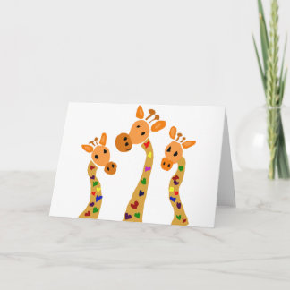Cartão WW- Girafa e Cartoon de Arte Primitiva
