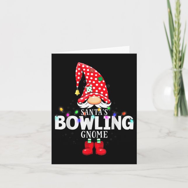 Cartão X-mas Santa's Bowling Gnome Christmas Matching  (Frente)