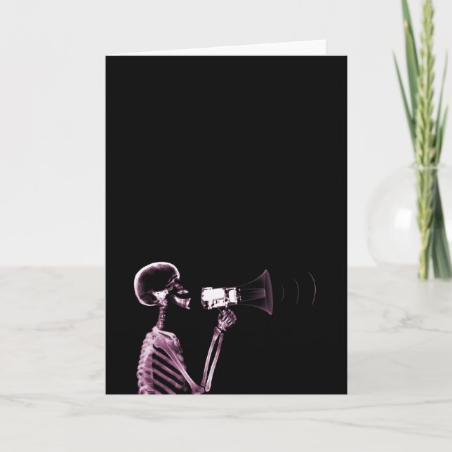 CARTÃO X-RAY VISION SKELETON ON MEGAPHONE -PINK (Frente)