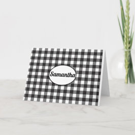Cartão Xadrez de Búfalo Preto e Branco Personalizado