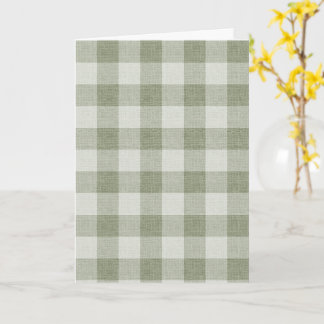 Cartão Xadrez de linho verde salvia em textura de buffalo