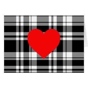 Cartão Xadrez de tartan branca preta de N com detalhe