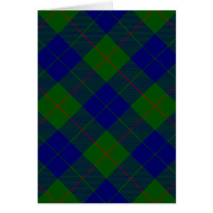 Cartão Xadrez do verde azul do tartan do clã de Barclay