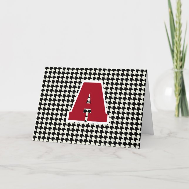 Cartão Xadrez houndstooth monograma (Frente)