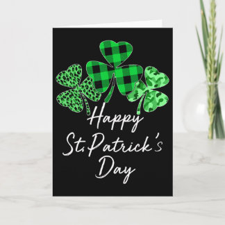 Cartão Xadrez Shamrock Leopardo Camuflagem Feliz St Patri