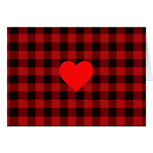 Cartão Xadrez vermelha e preta do país com detalhes cardí