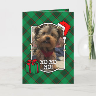 Cartão Xadrez Vermelha e Verde de Foto Pet de Natal Perso