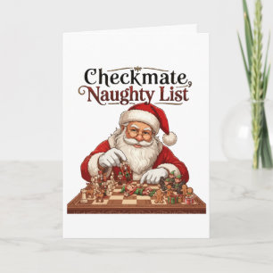 Cartão Xeque-Mate Lista Travessa Natal Papai Noel Xadrez