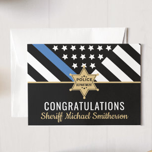 Cartão Xerife de Polícia - Bandeira de Linha Azul Fino