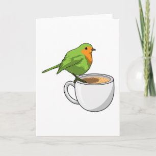 Cartão Xícara de Café de Pássaro