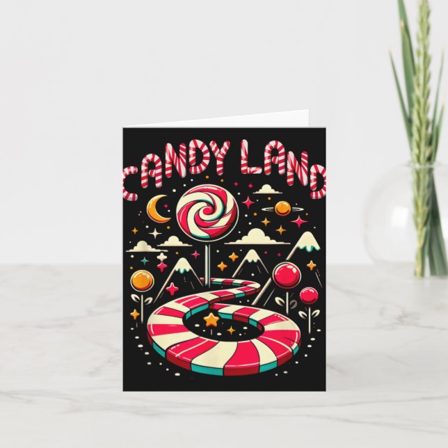 Cartão Xmas Candy Land Rainbow Trail Candy Cane Merry Chr (Frente)