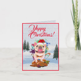 Cartão Xmas Cute French Dog Yappy Personalizável