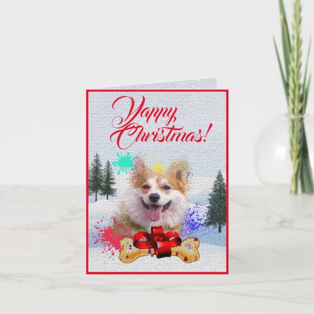 Cartão Xmas de Cachorro Corgi Cute Personalizável (Frente)