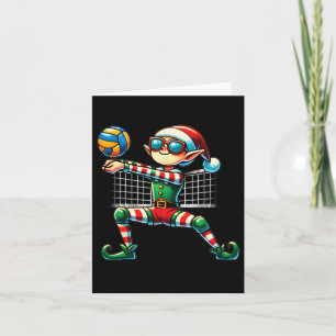 Cartão Xmas Elf Jogando Voleibol Joga Meninas Crianças