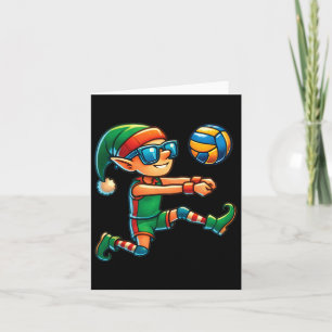 Cartão Xmas Elf Jogando Voleibol Joga Meninas Crianças