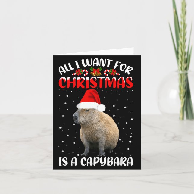 Cartão Xmas Lighting Santa All I Want For Christmas Is A  (Frente)