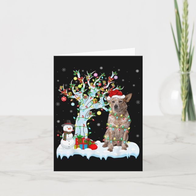 Cartão Xmas Lighting Tree Santa Hat Cattle na Austrália (Frente)