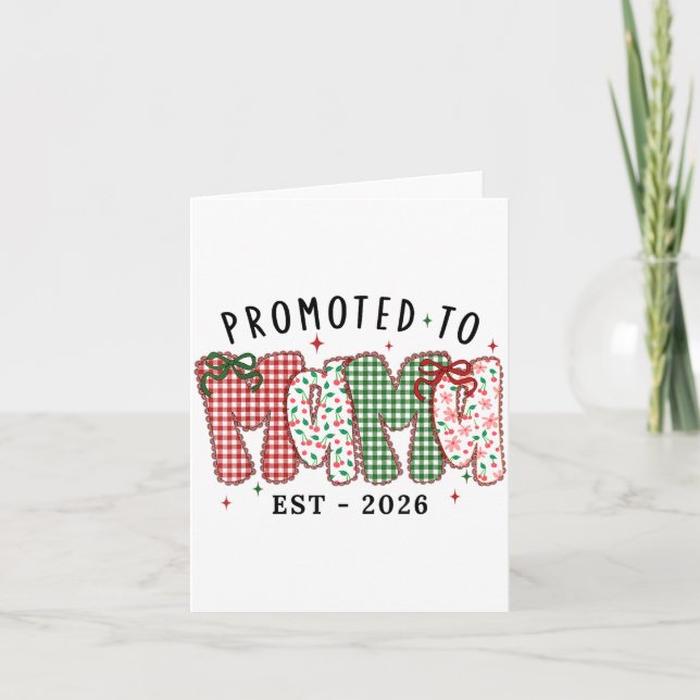 Cartão Xmas Mom Christmas Lace Coquette Promoted To Mama  (Frente)