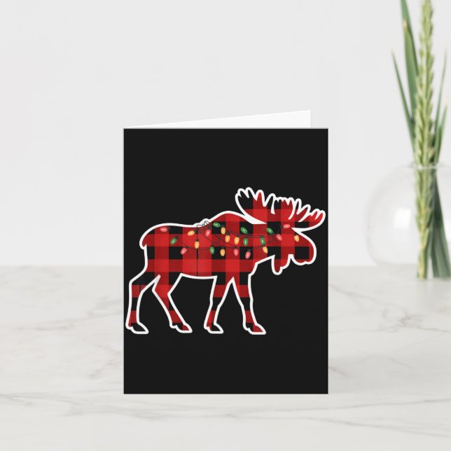 Cartão Xmas Moose Red And Black Buffalo Plaid Christmas L (Frente)