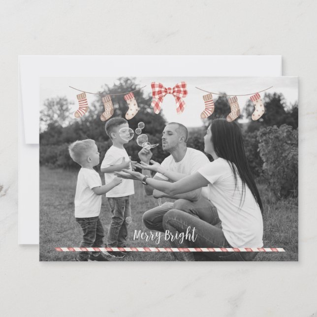 Cartão Xmas Personalizado com meias (Frente)