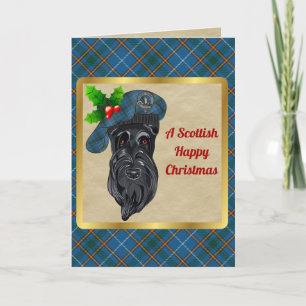 Cartão Xmas Personalizados do Crachá e Tartan