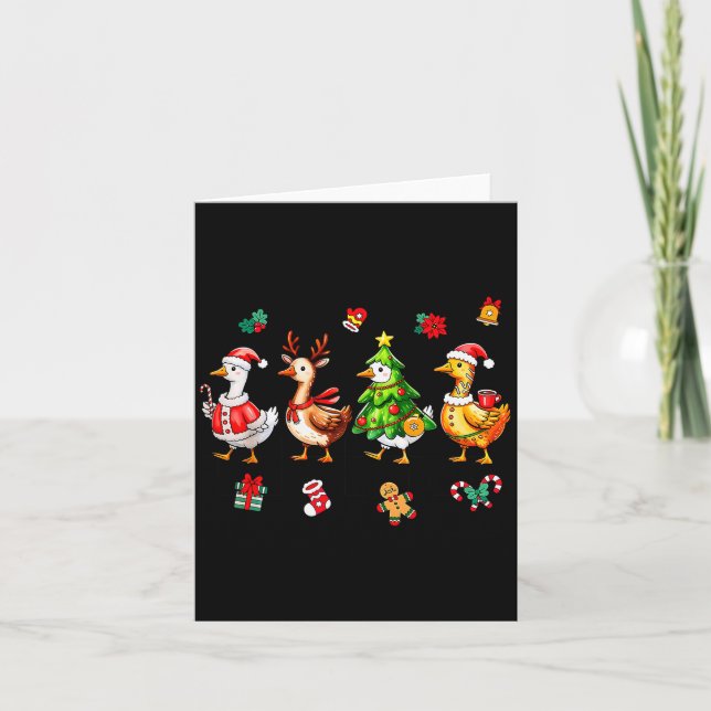 Cartão Xmas Santa Gingerbread Goose Merry Christmas Men W (Frente)