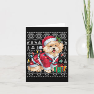 Cartão Xmas Sweater Style Febre Papais noeis Bichon Frise