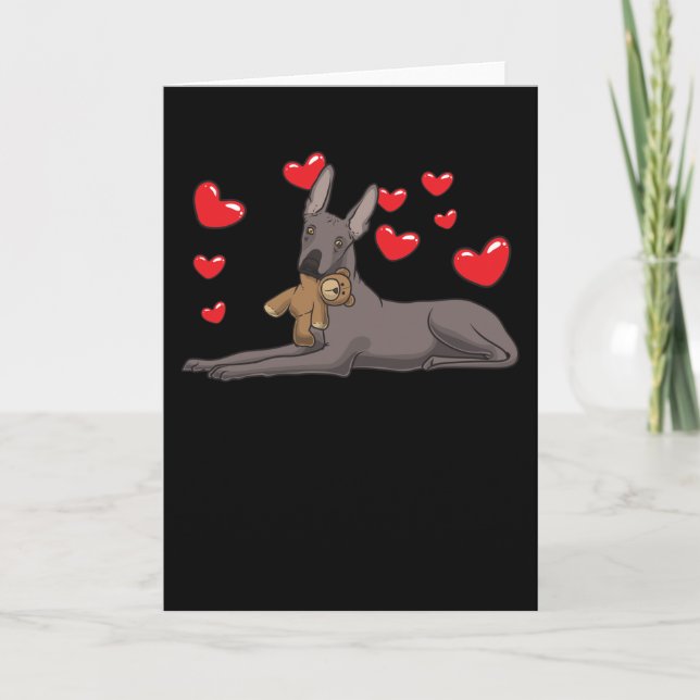 Cartão Xoloitzcuintle Dog With Stuffed Animal And Hearts (Frente)