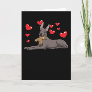 Cartão Xoloitzcuintle Dog With Stuffed Animal And Hearts