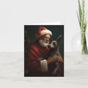Cartão Xoloitzcuintli com Papai Noel Natal Festivo