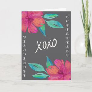 Cartão XOXO Aquarela Floral Dia dos Namorados