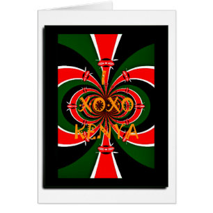 Cartão XOXO I Love Kenya Black Red Green National Flag Co