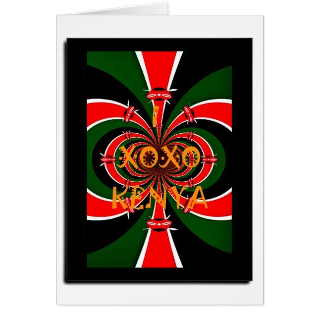 Cartão XOXO I Love Kenya Black Red Green National Flag Co (Frente)