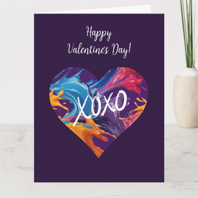 Cartão XOXO-Roxo-Coração Colorida (Frente)