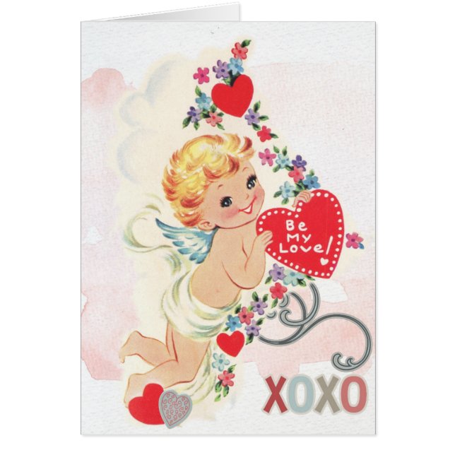 Cartão Xoxo vermelho do coração do anjo do amor (Frente)