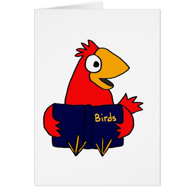 Cartão XX- livro de leitura do pássaro do cardeal sobre (Frente)
