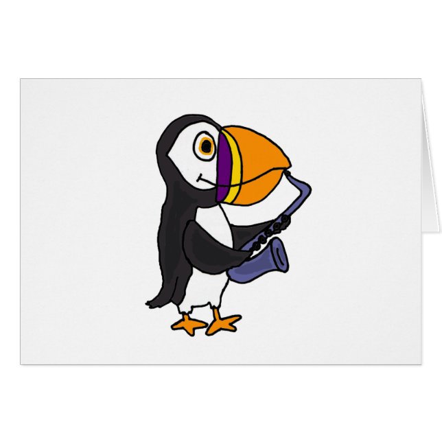 Cartão XX- papagaio-do-mar que joga o saxofone (Frente Horizontal)