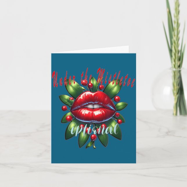Cartão Y Christmas Mistletoe Lips - Naughty Holiday Tee W (Frente)