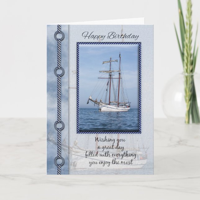 Cartão Yacht Birthday Greeting Card With Blended Yacht (Frente)
