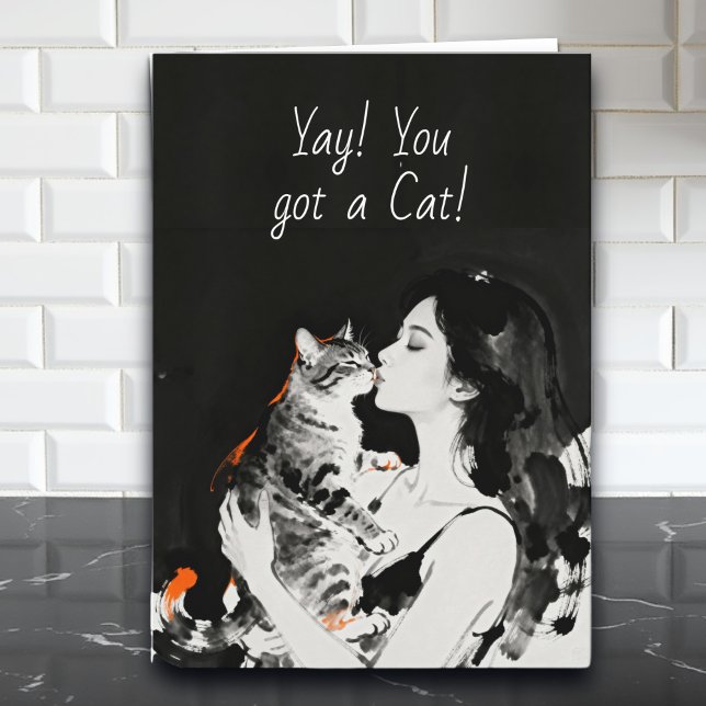 Cartão Yay! You got a New Cat | Congratulations Card (Criador carregado)