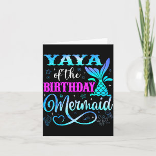 Cartão Yaya do aniversário da família da sereia festa com